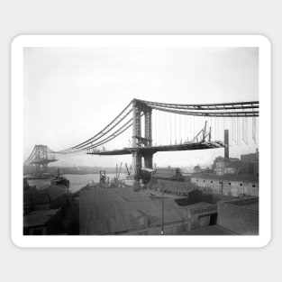 Manhattan Bridge Construction, 1909. Vintage Photo Sticker